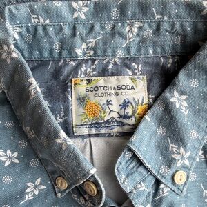 Scotch & Soda Teal Floral Button Down Shirt